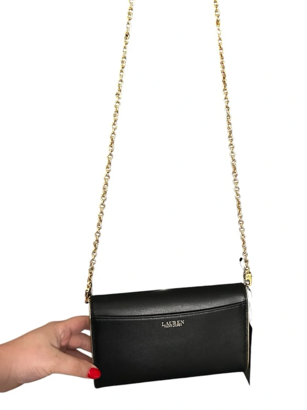 Lauren Ralph Lauren Leather Adair Crossbody Gold Trim